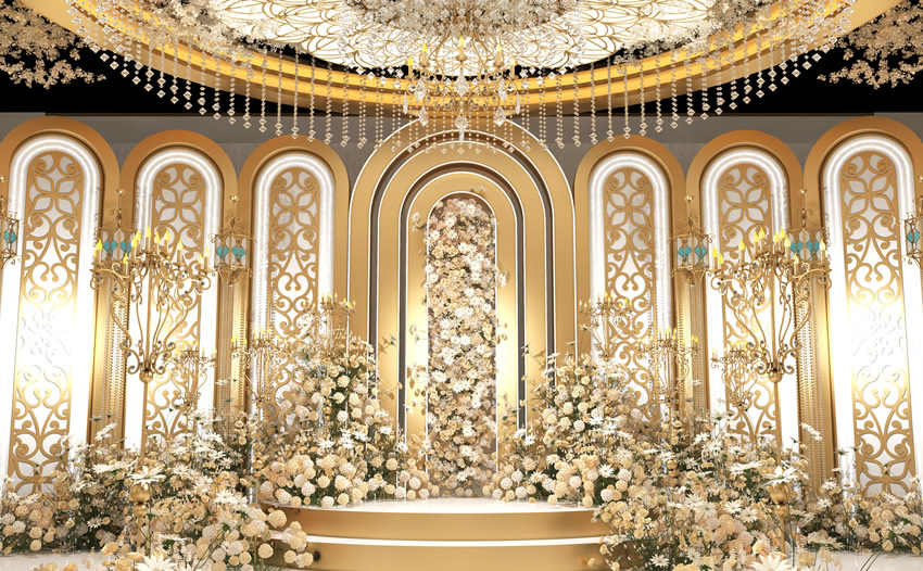 新吴香槟色调婚礼堂效果展示